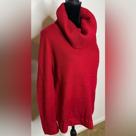 Calvin Klein women’s Red Cowl neck sweater split hem Small Excellent condition - Picture 3 of 8
